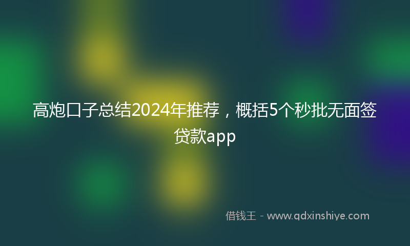 高炮口子总结2024年推荐，概括5个秒批无面签贷款app