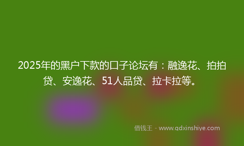 2025年的黑户下款的口子论坛有：融逸花、拍拍贷、安逸花、51人品贷、拉卡拉等。