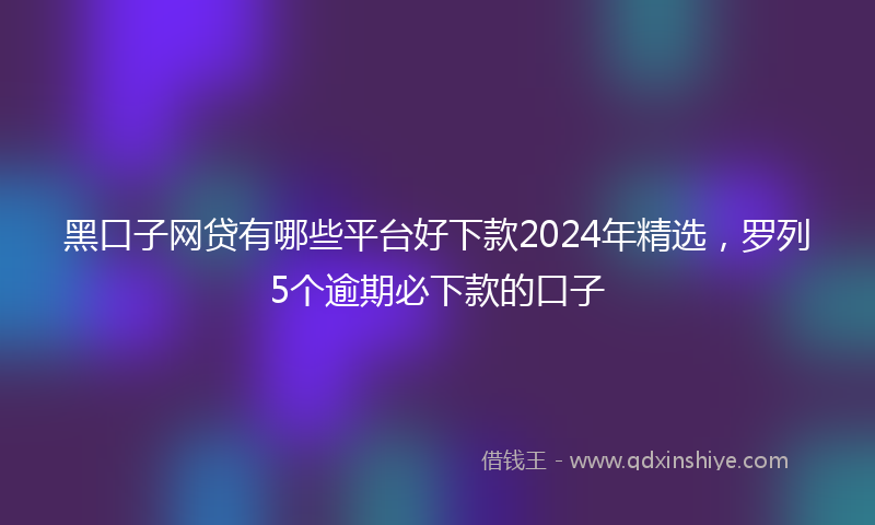 黑口子网贷有哪些平台好下款2024年精选，罗列5个逾期必下款的口子