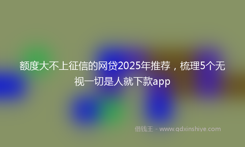 额度大不上征信的网贷2025年推荐，梳理5个无视一切是人就下款app
