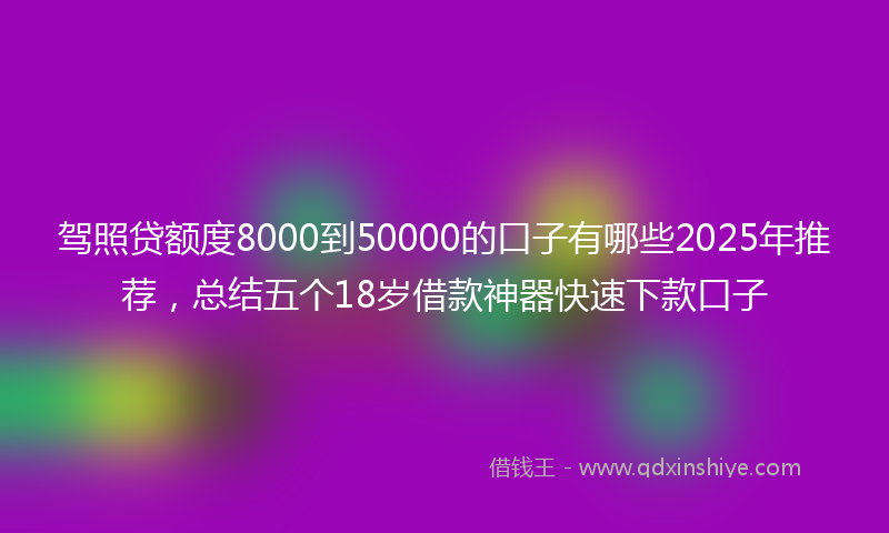 驾照贷额度8000到50000的口子有哪些2025年推荐，总结五个18岁借款神器快速下款口子