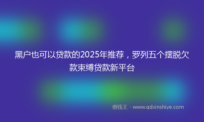 黑户也可以贷款的2025年推荐，罗列五个摆脱欠款束缚贷款新平台