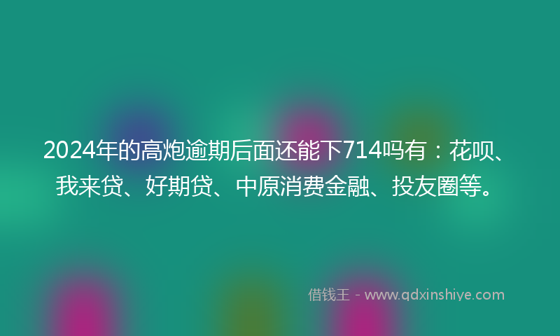 2024年的高炮逾期后面还能下714吗有：花呗、我来贷、好期贷、中原消费金融、投友圈等。