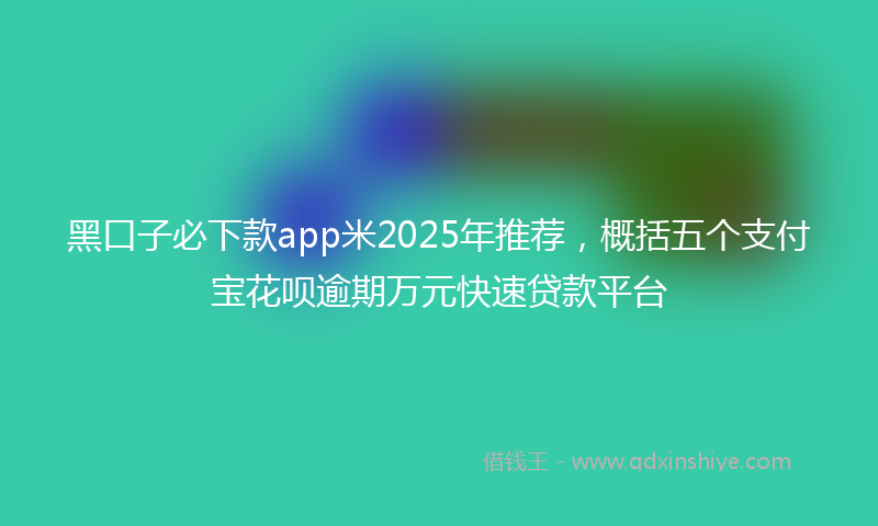 黑口子必下款app米2025年推荐，概括五个支付宝花呗逾期万元快速贷款平台
