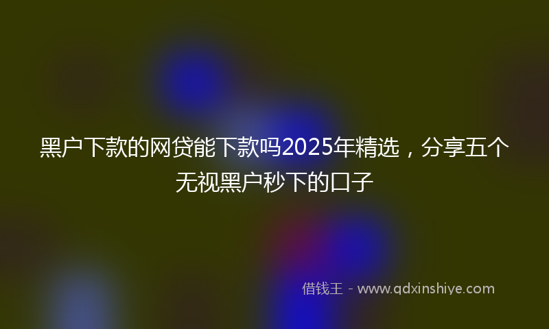 黑户下款的网贷能下款吗2025年精选，分享五个无视黑户秒下的口子