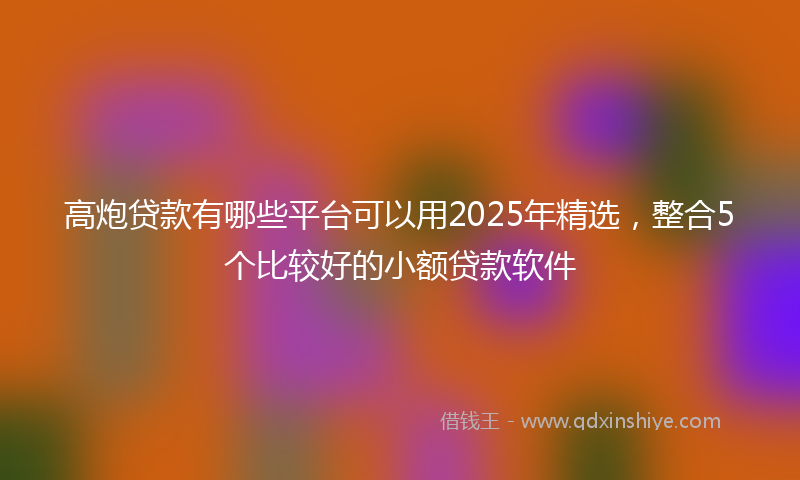 高炮贷款有哪些平台可以用2025年精选，整合5个比较好的小额贷款软件