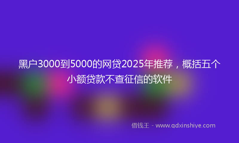 黑户3000到5000的网贷2025年推荐，概括五个小额贷款不查征信的软件
