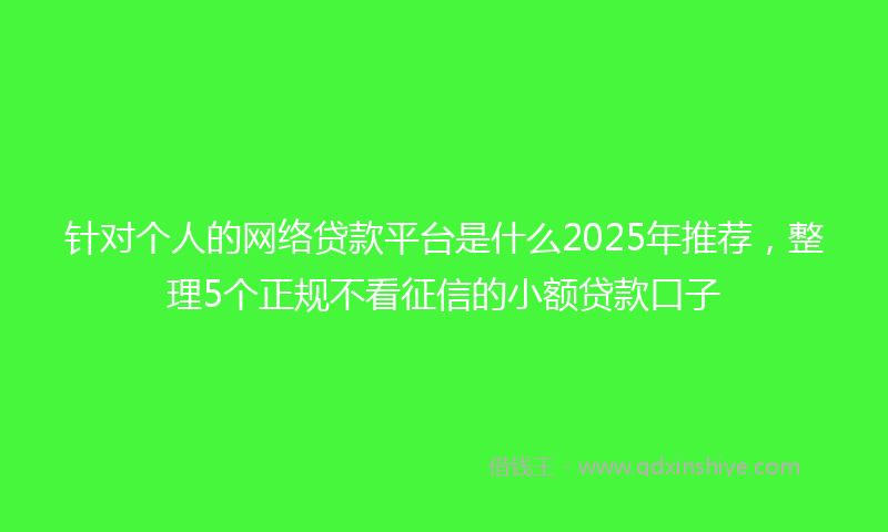 针对个人的网络贷款平台是什么2025年推荐，整理5个正规不看征信的小额贷款口子