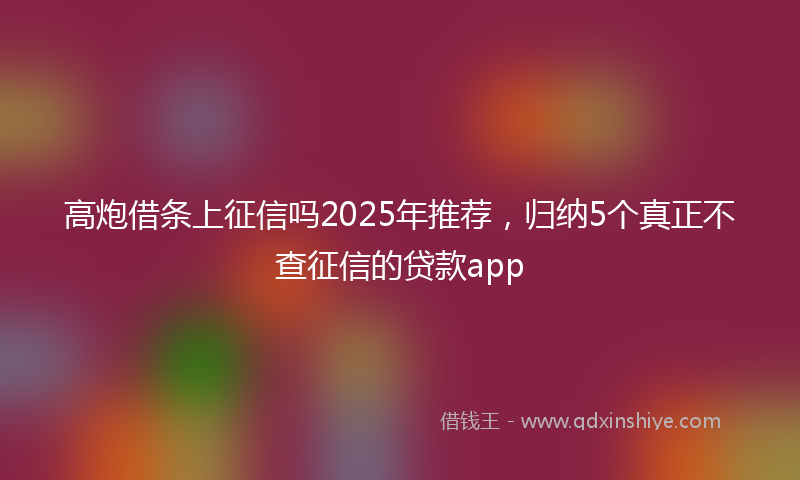 高炮借条上征信吗2025年推荐，归纳5个真正不查征信的贷款app