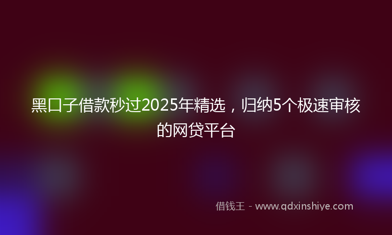 黑口子借款秒过2025年精选，归纳5个极速审核的网贷平台