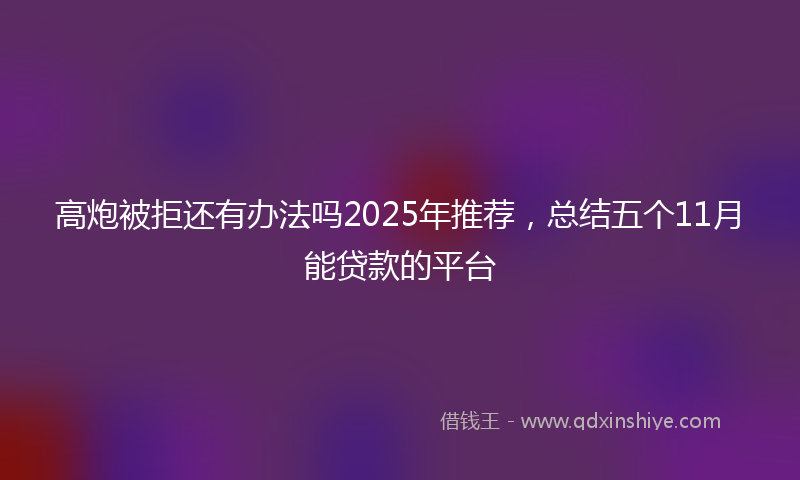 高炮被拒还有办法吗2025年推荐，总结五个11月能贷款的平台