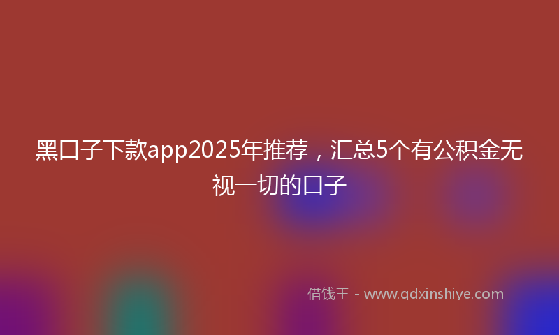 黑口子下款app2025年推荐，汇总5个有公积金无视一切的口子
