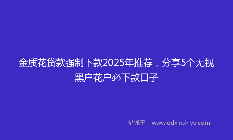 金质花贷款强制下款2025年推荐，分享5个无视黑户花户必下款口子