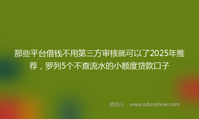 那些平台借钱不用第三方审核就可以了2025年推荐，罗列5个不查流水的小额度贷款口子