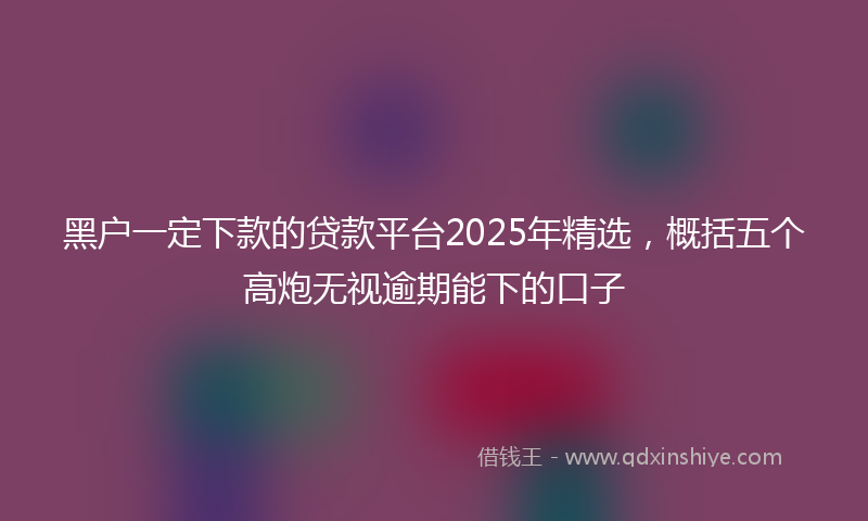 黑户一定下款的贷款平台2025年精选，概括五个高炮无视逾期能下的口子