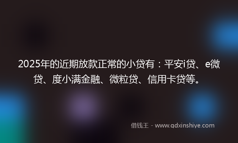 2025年的近期放款正常的小贷有：平安i贷、e微贷、度小满金融、微粒贷、信用卡贷等。