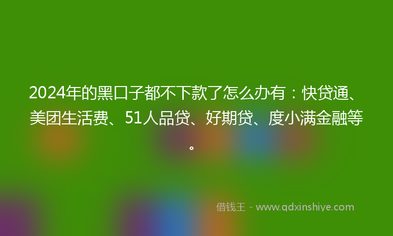 2024年的黑口子都不下款了怎么办有：快贷通、美团生活费、51人品贷、好期贷、度小满金融等。