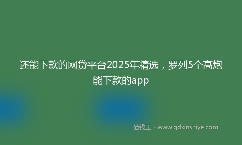 还能下款的网贷平台2025年精选，罗列5个高炮能下款的app