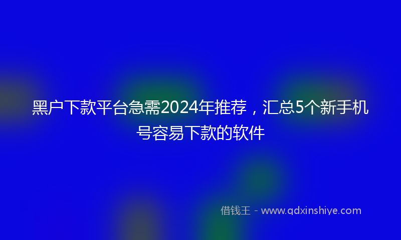 黑户下款平台急需2024年推荐，汇总5个新手机号容易下款的软件