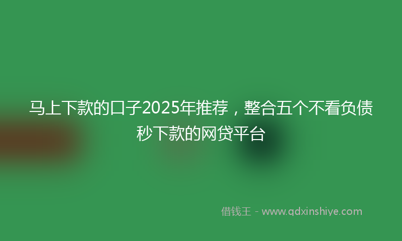 马上下款的口子2025年推荐，整合五个不看负债秒下款的网贷平台