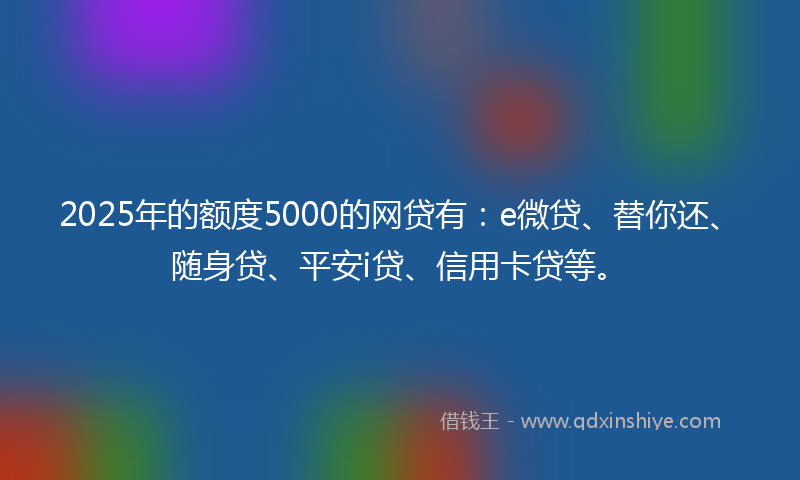 2025年的额度5000的网贷有：e微贷、替你还、随身贷、平安i贷、信用卡贷等。