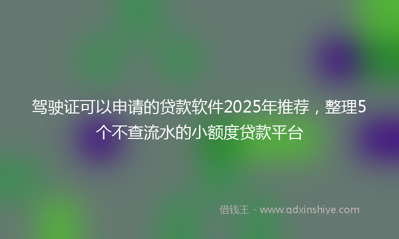 驾驶证可以申请的贷款软件2025年推荐，整理5个不查流水的小额度贷款平台