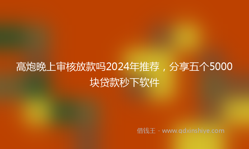 高炮晚上审核放款吗2024年推荐，分享五个5000块贷款秒下软件