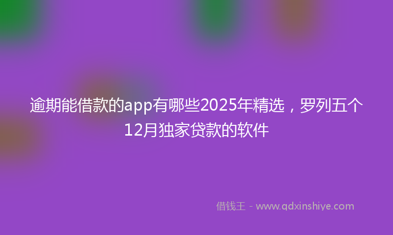 逾期能借款的app有哪些2025年精选，罗列五个12月独家贷款的软件