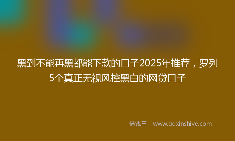 黑到不能再黑都能下款的口子2025年推荐，罗列5个真正无视风控黑白的网贷口子