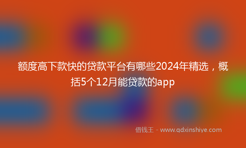 额度高下款快的贷款平台有哪些2024年精选，概括5个12月能贷款的app