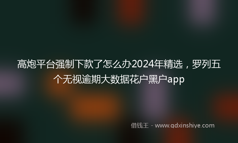 高炮平台强制下款了怎么办2024年精选，罗列五个无视逾期大数据花户黑户app