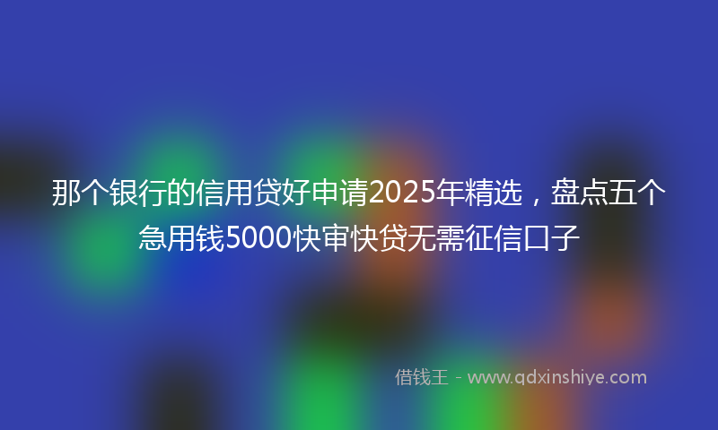 那个银行的信用贷好申请2025年精选，盘点五个急用钱5000快审快贷无需征信口子