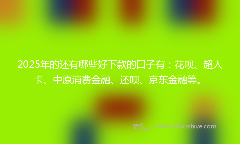 2025年的还有哪些好下款的口子有：花呗、超人卡、中原消费金融、还呗、京东金融等。