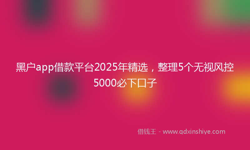 黑户app借款平台2025年精选，整理5个无视风控5000必下口子