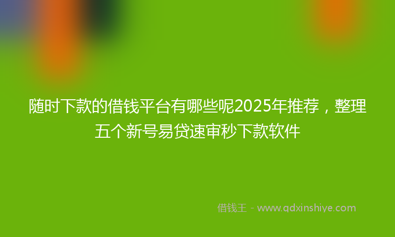 随时下款的借钱平台有哪些呢2025年推荐，整理五个新号易贷速审秒下款软件