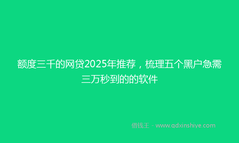 额度三千的网贷2025年推荐，梳理五个黑户急需三万秒到的的软件
