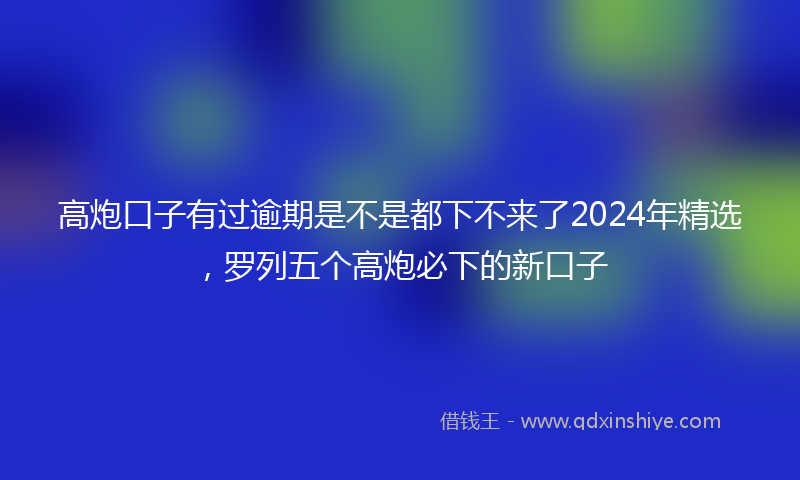高炮口子有过逾期是不是都下不来了2024年精选，罗列五个高炮必下的新口子
