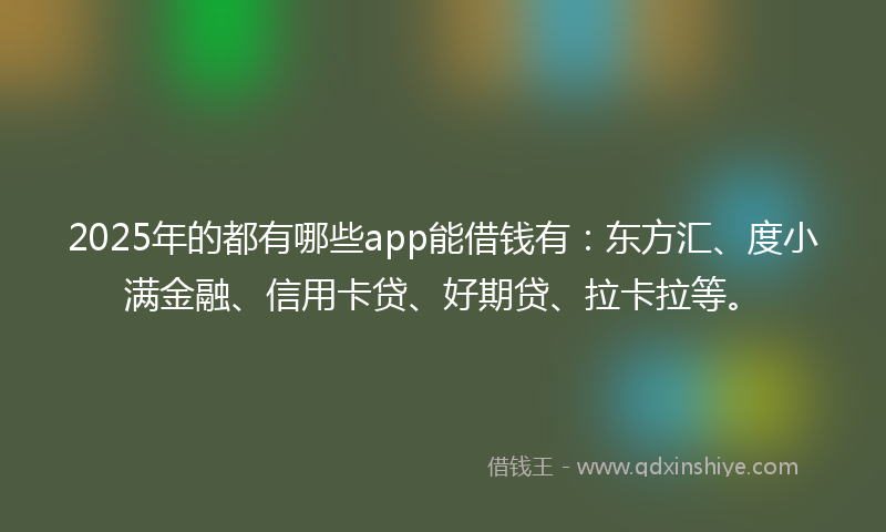 2025年的都有哪些app能借钱有：东方汇、度小满金融、信用卡贷、好期贷、拉卡拉等。