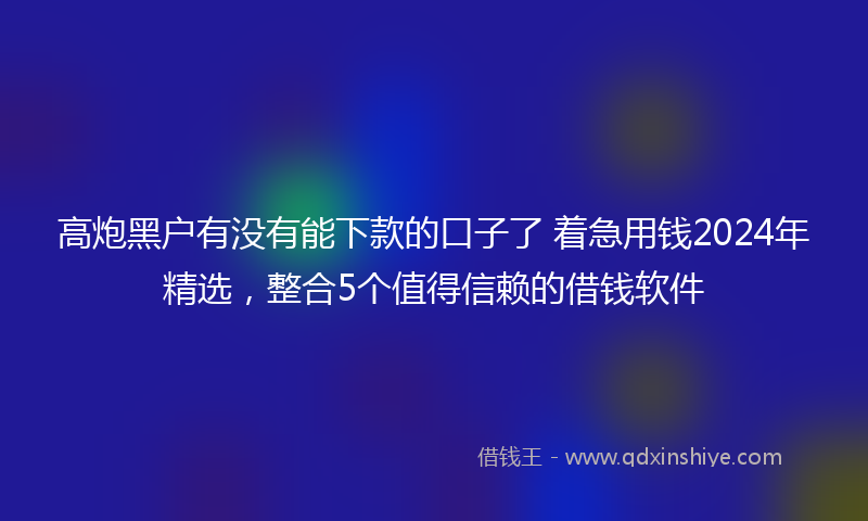 高炮黑户有没有能下款的口子了 着急用钱2024年精选，整合5个值得信赖的借钱软件