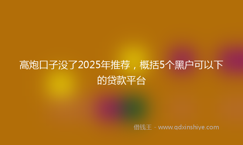 高炮口子没了2025年推荐，概括5个黑户可以下的贷款平台