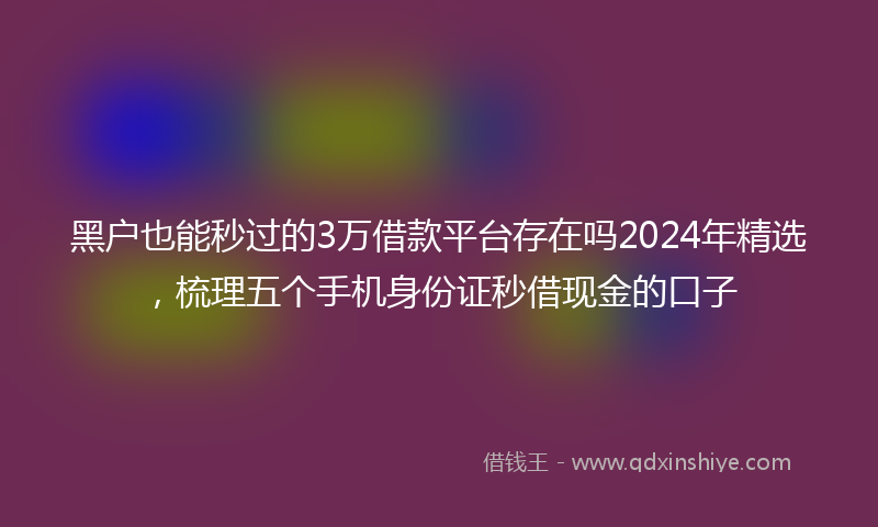 黑户也能秒过的3万借款平台存在吗2024年精选，梳理五个手机身份证秒借现金的口子