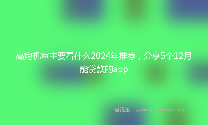 高炮机审主要看什么2024年推荐，分享5个12月能贷款的app