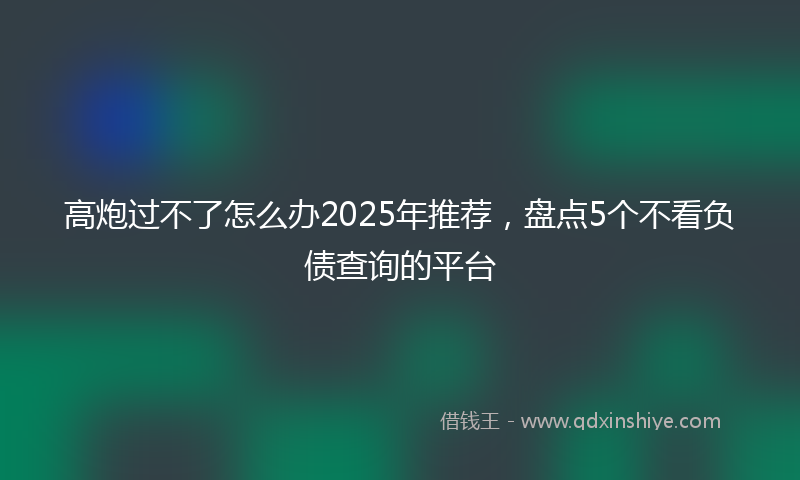 高炮过不了怎么办2025年推荐，盘点5个不看负债查询的平台