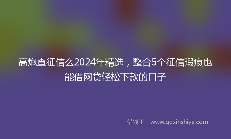 高炮查征信么2024年精选，整合5个征信瑕疵也能借网贷轻松下款的口子