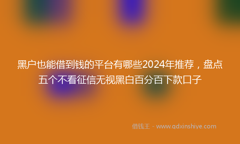 黑户也能借到钱的平台有哪些2024年推荐，盘点五个不看征信无视黑白百分百下款口子