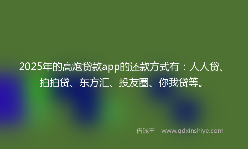 2025年的高炮贷款app的还款方式有：人人贷、拍拍贷、东方汇、投友圈、你我贷等。