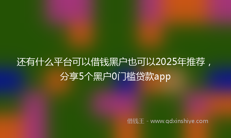 还有什么平台可以借钱黑户也可以2025年推荐，分享5个黑户0门槛贷款app