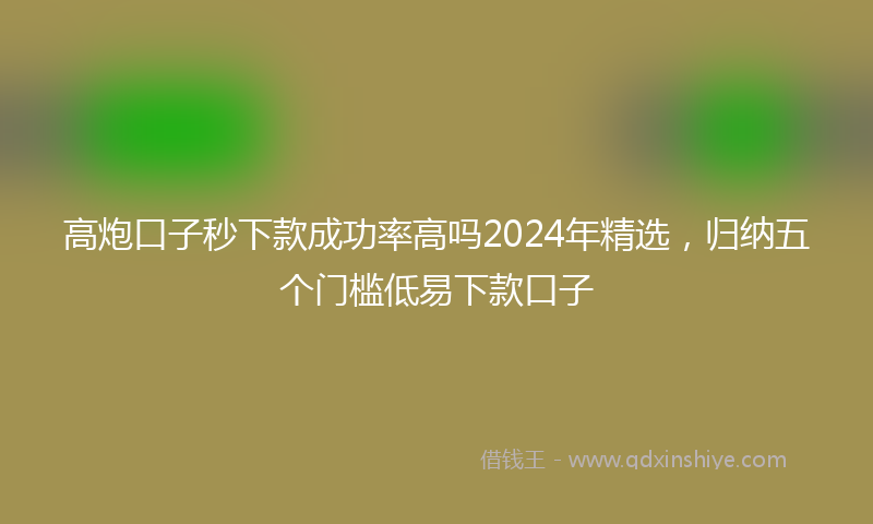 高炮口子秒下款成功率高吗2024年精选，归纳五个门槛低易下款口子
