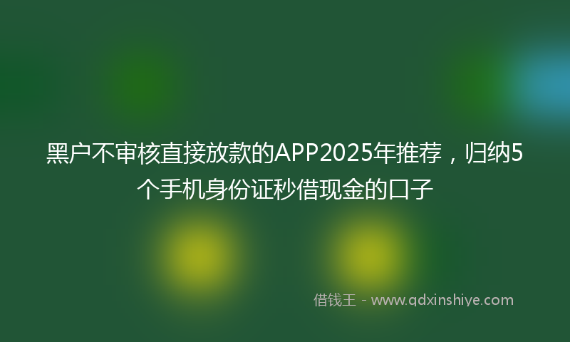 黑户不审核直接放款的APP2025年推荐，归纳5个手机身份证秒借现金的口子