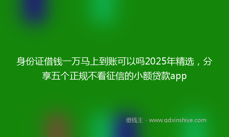 身份证借钱一万马上到账可以吗2025年精选，分享五个正规不看征信的小额贷款app